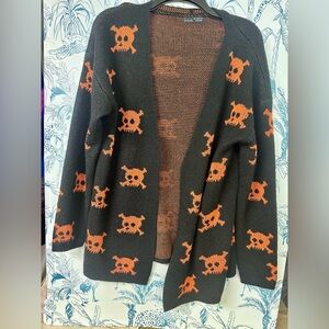 Black and Orange Skull Cardigan